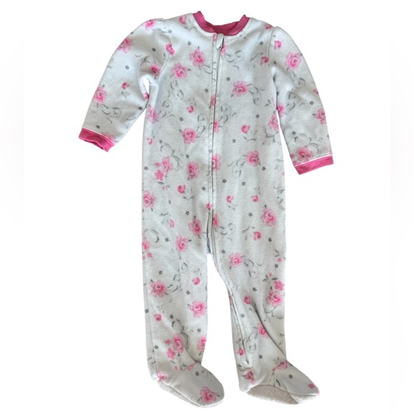 Little Me Baby Girl Floral Fleece Footed Sleeper pink- Size 18 Months - Picture 1 of 6